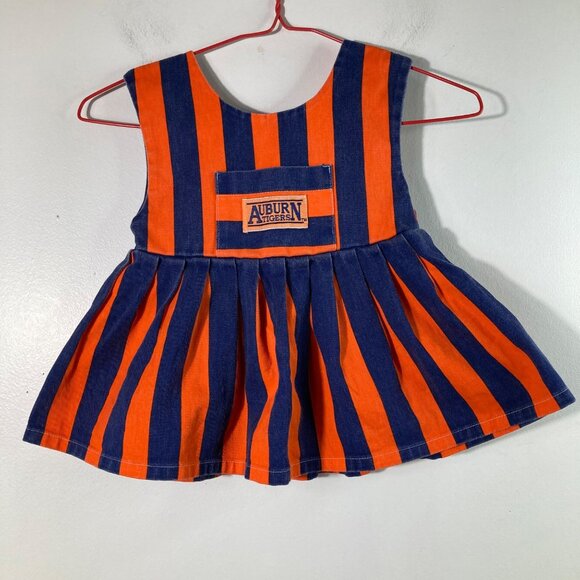 Girls Vintage Lil Fan Auburn University Dress Jumper Cotton 24M Navy Orange Made - Picture 1 of 4